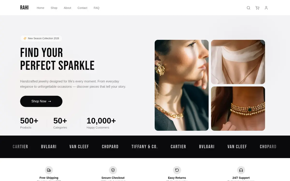 Rahi store homepage